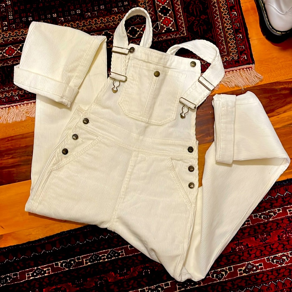 Faherty corduroys overalls coveralls cream winter white size xs